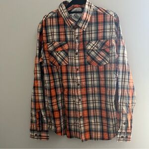 Coevals Club Men's Orange Plaid Shirt